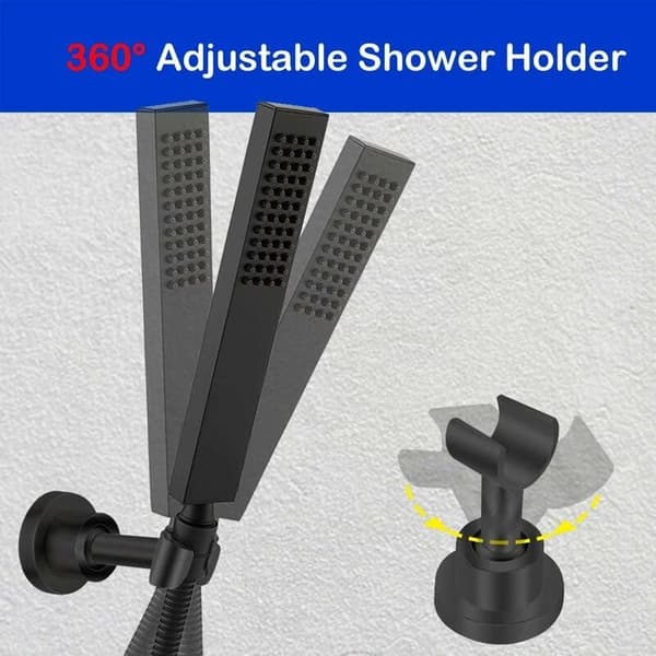 Sort brusehovedholder, 304 SS brusehovedholder, 360° justerbar universal håndbruserholder