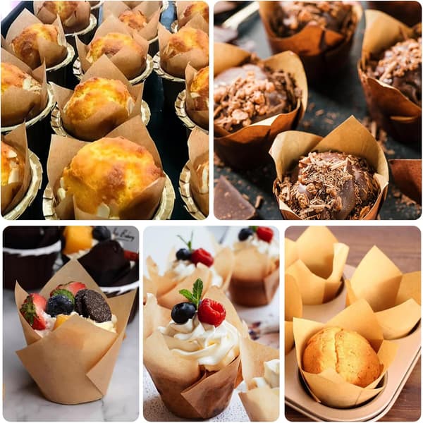 120-pack non-stick tulpanpappersformar för muffins och cupcakes.