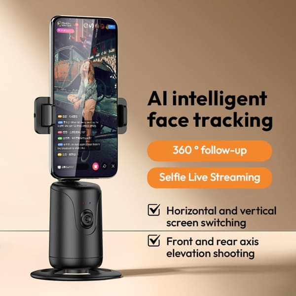 Telefon gimbalhållare, intelligent spårning, 360° rotation, vikbar, bildstabilisering