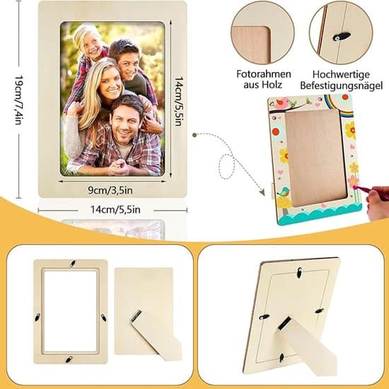 6-delars DIY rektangulära bildramar i trä för skrivbordsdekoration (khaki, 14 x 19 cm)