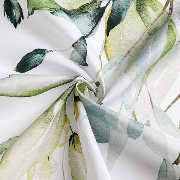 Grøn blomstret polyester badeforhæng, 180*180CM, vandtæt.