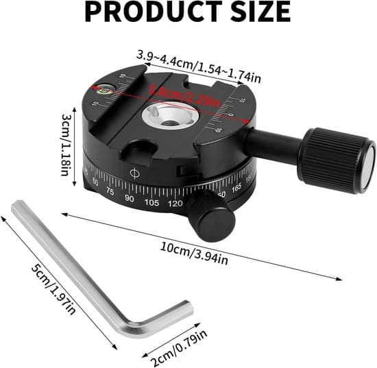 Panoramisk Quick-Release Klemme til DSLR Stabilisator - 360° Panorerende Stativadapter Monopod - Kameramonteringsadapter med Quick-Release Plade