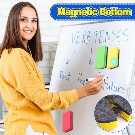 Magnetisk Whiteboard Svamp - Ergonomisk Design - Fire-farvet Sæt