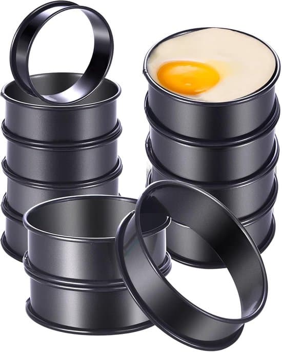 12-dele 8,5x2,5 cm sort mousse kage ring sæt i rustfrit stål