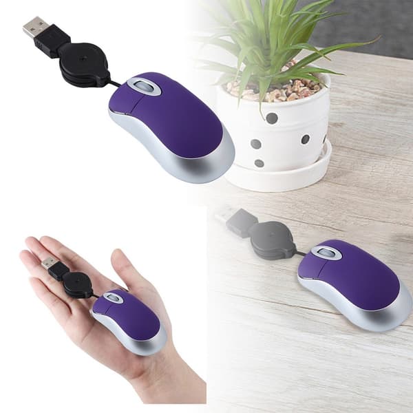 Mini udtrækkelig USB optisk scrollhjul kablet mus PC bærbar lilla
