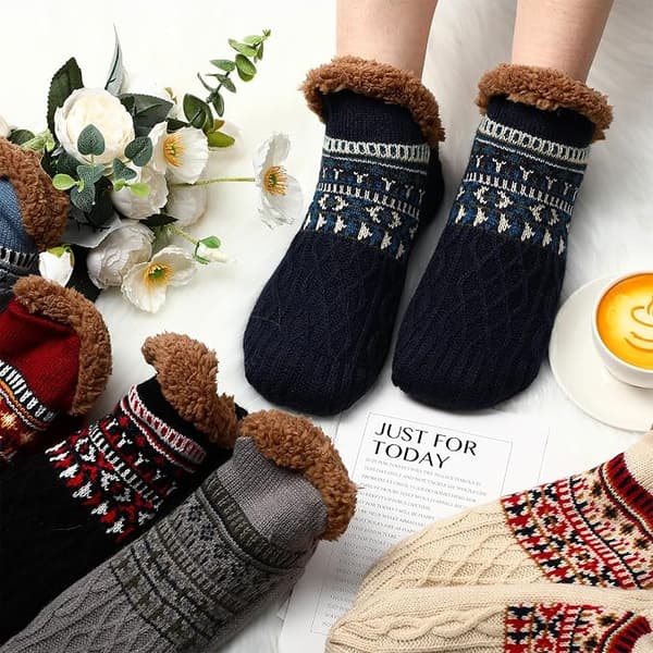 Vinter sherpa gulvstrømper L: 39-42 sort