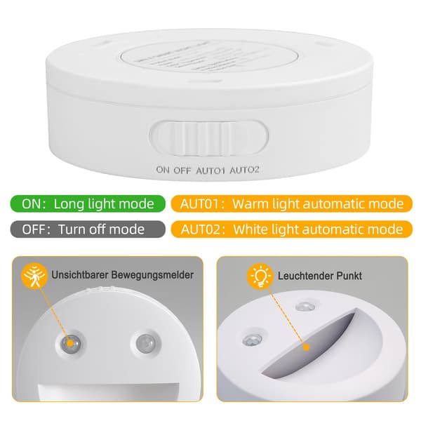 Tvåfärgad temperatursensor trappbelysning 2-pack 2700K/5000K omkopplingsbar, för garderober och hallar