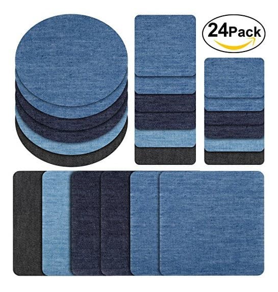 Jeans Stryklappar, 24-pack, Avklippta Knälappar Denimlappar