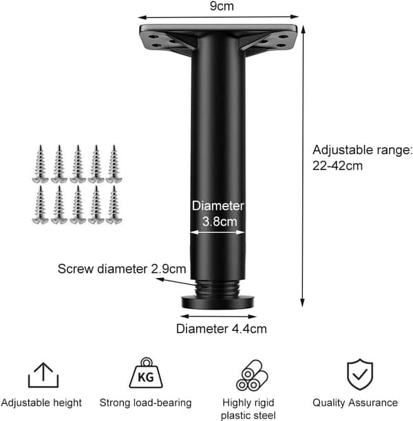 Justerbare møbelben (2 stk., 22-42 cm), sort (valgt)