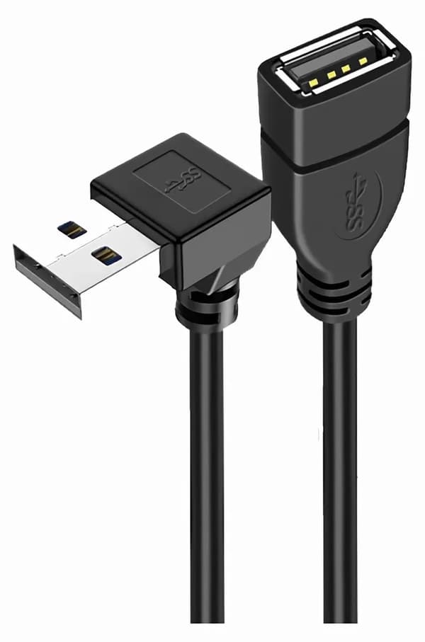 USB 2.0 Stik Adapter Forlænger Kabel 90° Bøj Ned