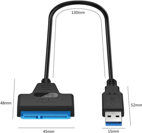 USB 3.0 til SATA adapterkabel med UASP-understøttelse, egnet til 2,5-tommer HDD'er og SSD'er.