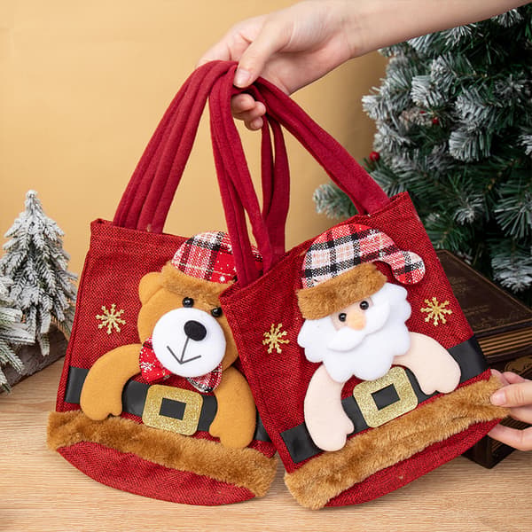 2-pack julklappspåsar, godispåsar, äppelpåsar, tygpåsar, björndesign