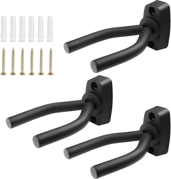 Gitarrhållare Väggfästen - Set om 3 delar - Svart - För Akustisk Gitarr Klassisk Gitarr Elgitarr Bas Ukulele Gitarr Väggfäste