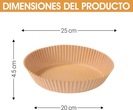 100 Air Fryer Pappersfoder, Engångs Runt Bakplåtspapper, Ljus Färg, 20cm Innerdiameter, 20x4.5cm