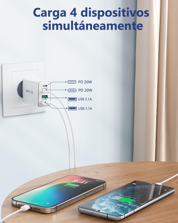 20W 2PD+3USB pikalataava puhelinlaturi