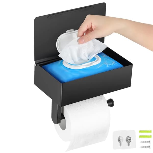 WC-paperiteline pyyhekotelolla, ei porausta, ruostumaton teräs