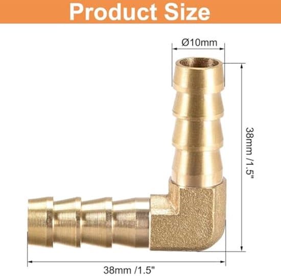 Slangefitting - 90-graders L-type fitting - 10 mm messing