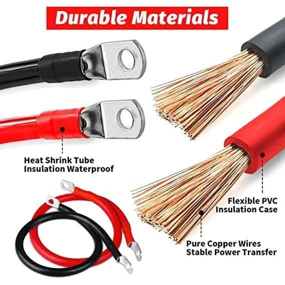 Batterikabel - 2 stk. - 16mm² kobbertråd - 5A - 30cm