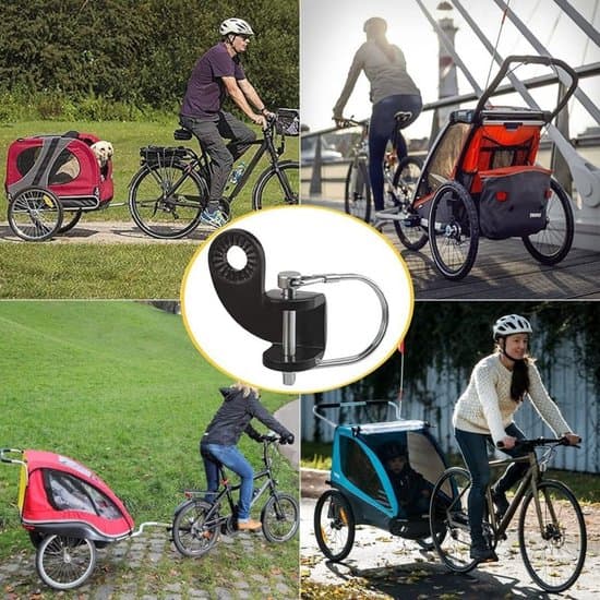 2-pak cykeltraileradapter, kulstofstålforbindelse til last-/børne-/kæledyrsvogne, sort