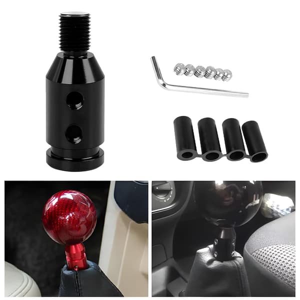 Universal adapter til gearknop i aluminium til biltransmissioner (sort)