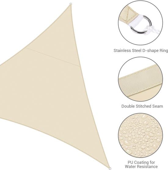 Triangulär markis - 4,5x4,5x4,5 meter - Beige
