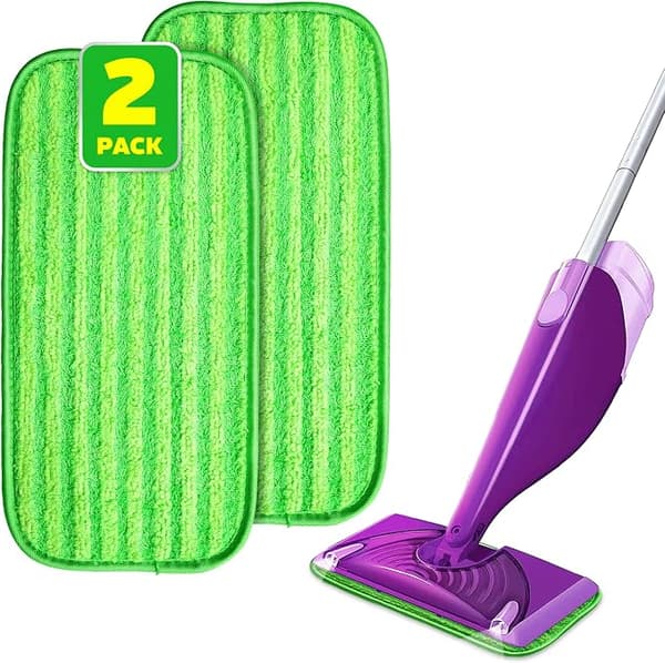 2-pack mikrofiber återanvändbara moppdynor kompatibla med Wet Jet-moppar (grön)