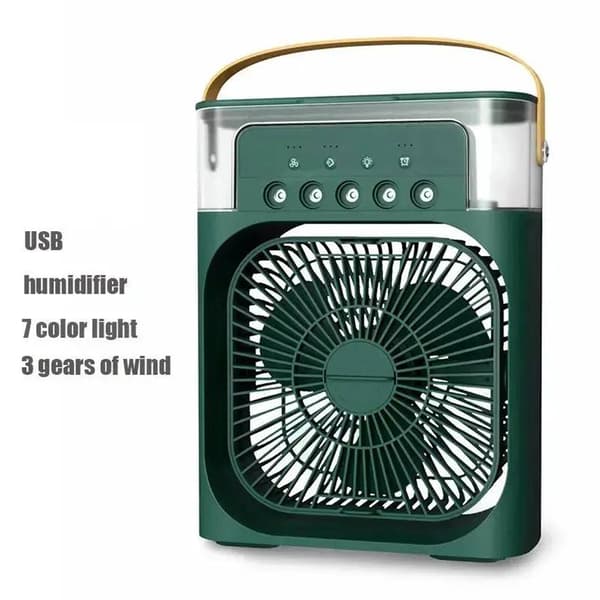 Bærbar Mini Luftkøler Ventilator Klimaanlæg Køling Befugter Skrivebord USB - Grøn