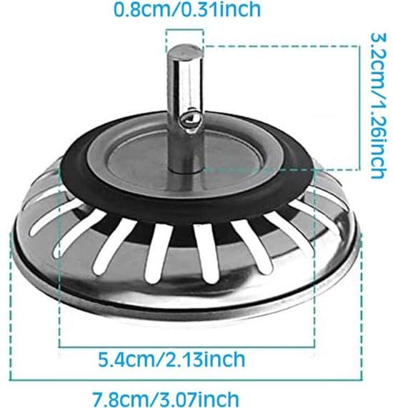 Køkkenvask Afløbsprop & Filter-78mm Rustfrit Stål Skrot/Hår Samler-2-pak