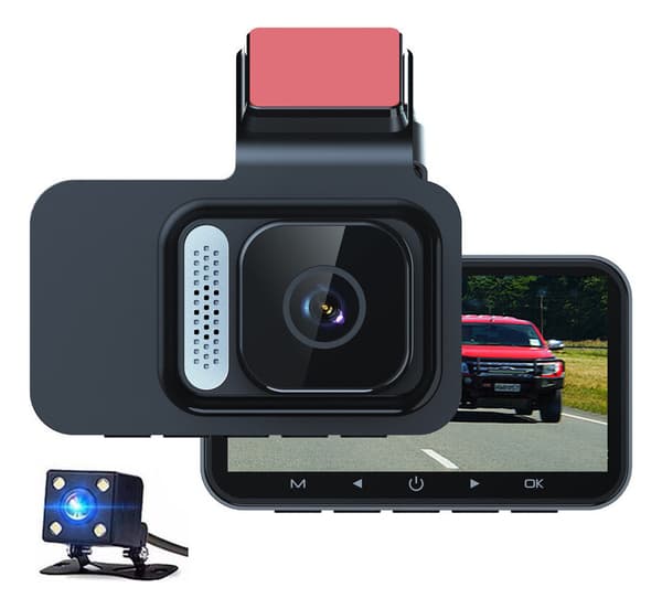 3-tums 1296p HD dubbellins IPS-skärm + WiFi bil-DVR