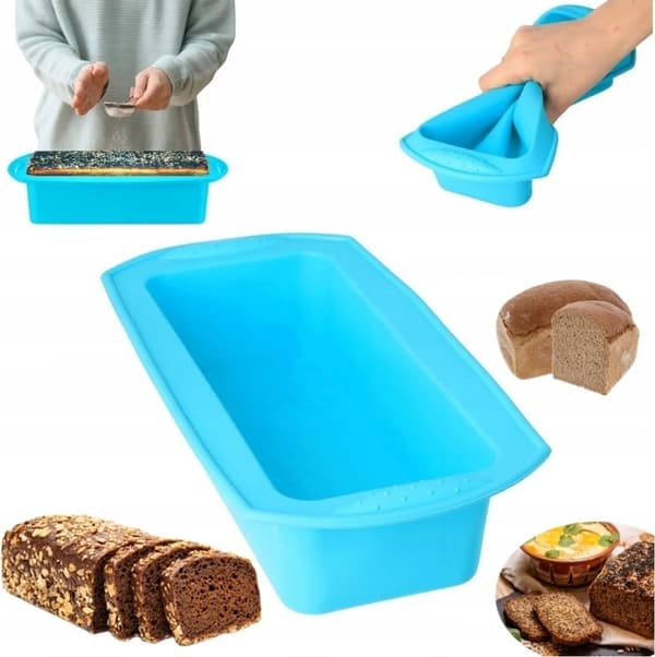 Silikonform, flexibel och hållbar, lämplig för att baka bröd och kakor, extra stor storlek - blå.