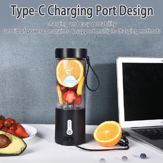 Bærbar USB-C Genopladelig Mini Blender til Smoothies & Shakes med 6 Rustfri Klinger