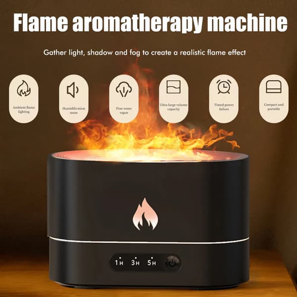 Flamme Luftfugter - 200 ml Æterisk Olie Diffuser, Kølig Tåge, Holder Op til 10 Timer