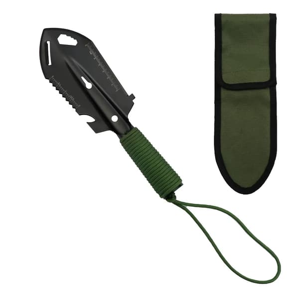 Multifunktionell hopfällbar spade - camping spade (militärgrön)