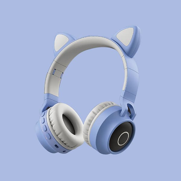 LED-lys Katteøre Hovedtelefoner Trådløs Bluetooth 5.0 Headset Bærbar Sammenfoldelig Pink