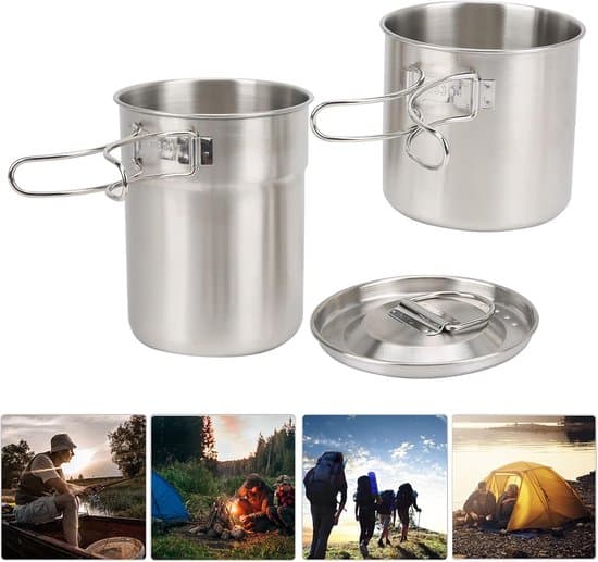 2-pack vikbara kokkoppar i rostfritt stål, bärbara utomhusmuggar för camping