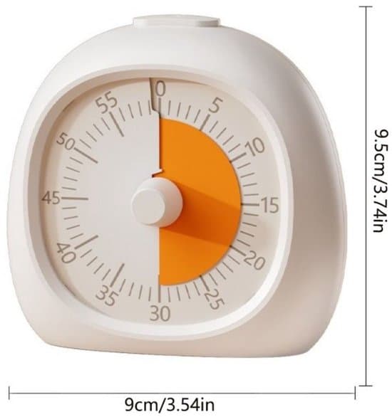 Visuell Timer - Timer - 9x9,5 cm - Uppladdningsbar - Studietimer för barn och vuxna - ADHD Timer - Kökstimer - Magnetisk - Vit och Orange
