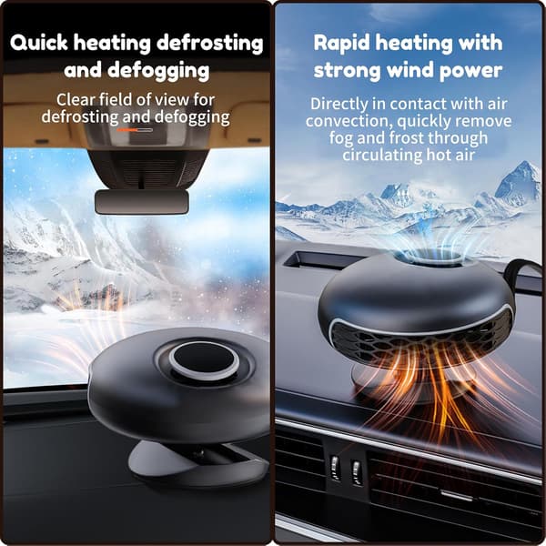 Bilvarmer 12V Hurtig Opvarmning Vinter Biler Lastbiler - Sort
