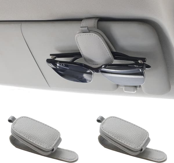 Magnetiska solglasögonramar i läder - 2-pack - Silvergrå