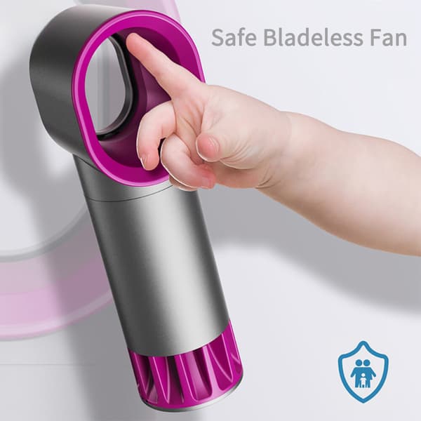 Bærbar USB Genopladelig Blæser Håndholdt Mini Luftkøler Bladeless - Grå Farveblok