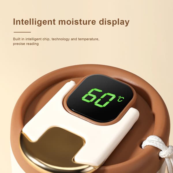 Kaffe Termos Smart Sport Vattenflaska LED Temperaturdisplay Kopp Mugg Vit
