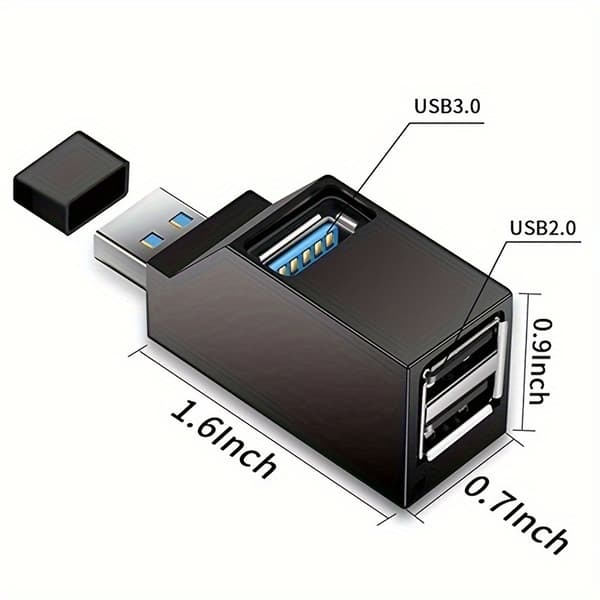 2.0/3.0 3-portars USB-visselpipa-hubb