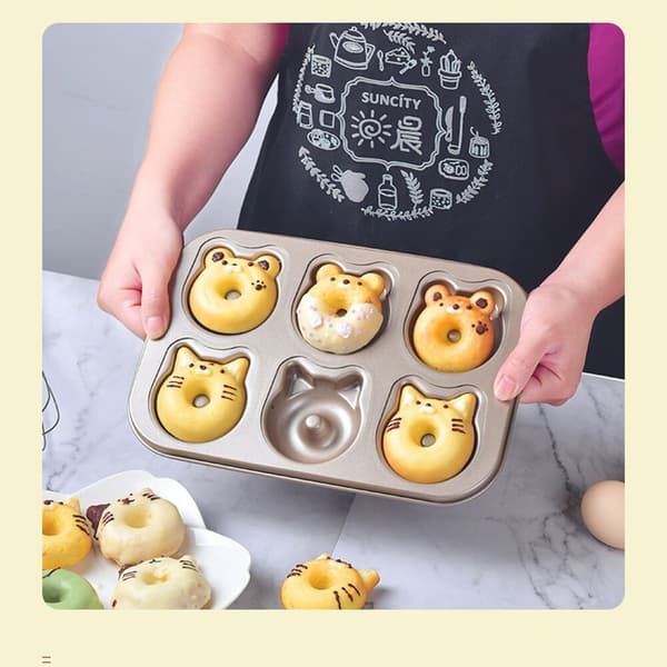 Koppar Donutform Mini Bakform Donutbricka Kakform Söt Guld