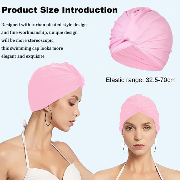 Badmössa Män Kvinnor Elastisk Premiumtyg Stretch Mjuk Poolmössa - Rosa
