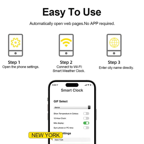 WiFi-klocka Skrivbords Digital Väderklocka Smart Väderstation Vit