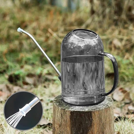 2L/68oz Klar Plast Vandkande med Lang Tud i Rustfrit Stål (Grå)