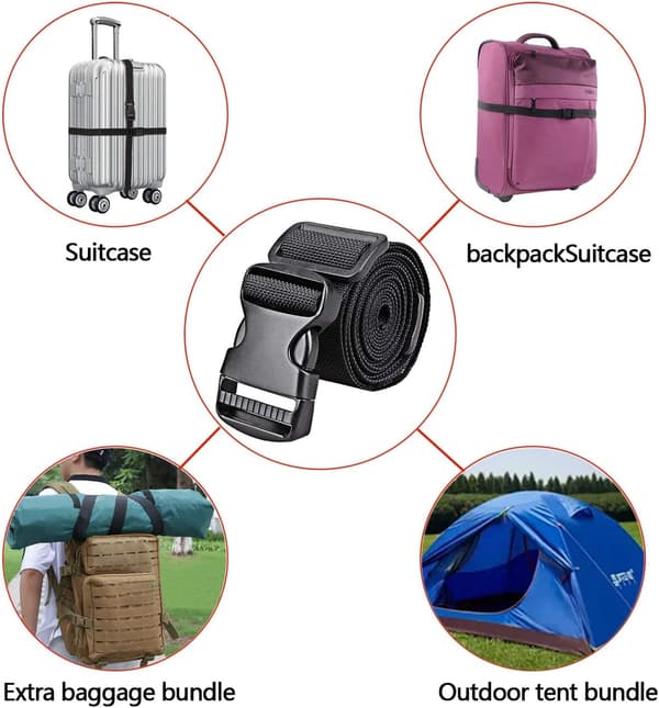 2-pak golfvogn-/trolley-/taskestropper, webbing-fastgørelser, quick release-spænder, soveposestropper, justerbare holdbare bagage-/håndtaskestropper