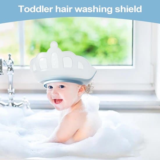 Badehætte til børn, børneshampoo badehætte - Justerbar kroneform beskytter mod vandtilbehør til piger, drenge, børn, blå
