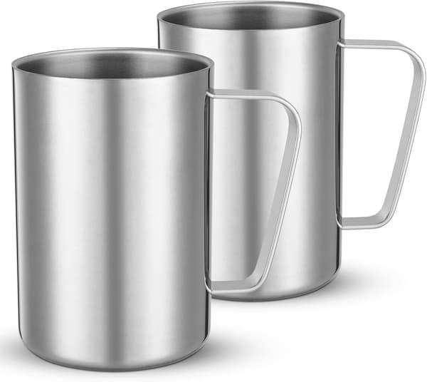 Topak store kapacitet rustfrit stål ølkrus, 500 ml - sølv