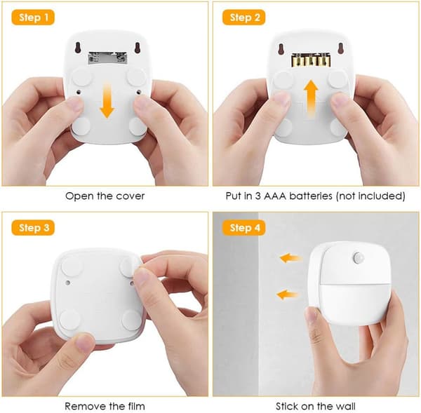 LED Natlamper, 3-pak, Smarte Sensor LED Natlamper, Bevægelsessensor Lys, Velegnet til Soveværelsesskabslamper
