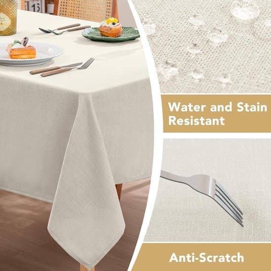 Rektangulär linneduk - 110x160 cm - Vattentät - Ljusgrå